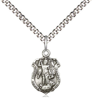 Pewter Saint Michael the Archangel Shield Medal Religious and Catholic Jewelry Engraved Catholic Saint Jewelry