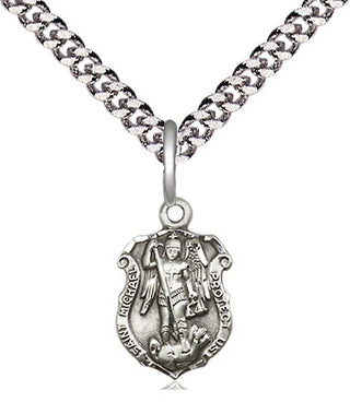 Sterling Silver Saint Michael the Archangel Shield Medal Religious and Catholic Jewelry Engraved Catholic Saint Jewelry
