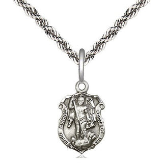 Sterling Silver Saint Michael the Archangel Shield Medal Religious and Catholic Jewelry Engraved Catholic Saint Jewelry