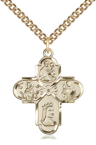 14kt Gold Filled Franciscan 4-Way Medal Catholic Jewelry