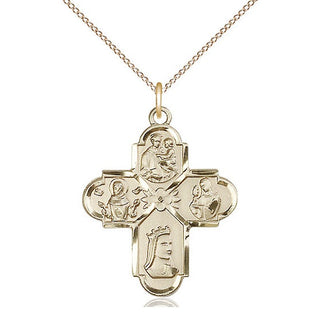 14kt Gold Franciscan 4-Way Medal
