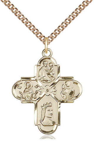 14kt Gold Franciscan 4-Way Medal