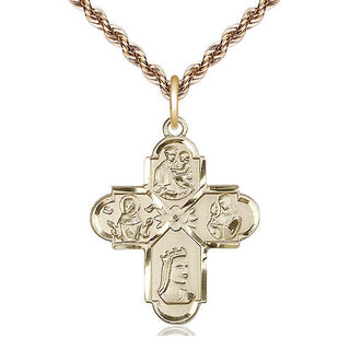 14kt Gold Franciscan 4-Way Medal