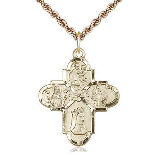 14kt Gold Filled Franciscan 4-Way Medal Catholic Jewelry