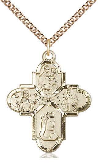 14kt Gold Franciscan 4-Way Medal