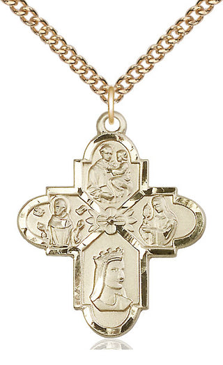 14kt Gold Franciscan 4-Way Medal