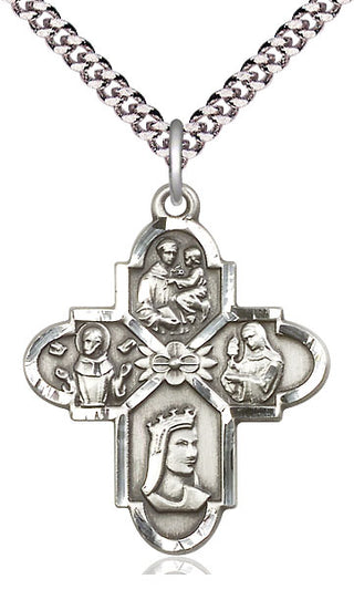 Sterling Silver Franciscan 4-Way Medal Catholic Jewelry