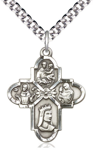Sterling Silver Franciscan 4-Way Medal Catholic Jewelry