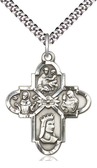 Sterling Silver Franciscan 4-Way Medal Catholic Jewelry