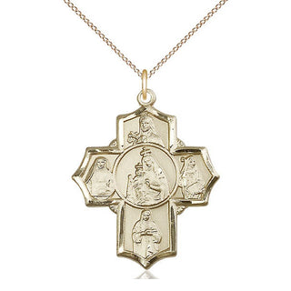 14kt Gold Our Lady of Mount Carmel 5-Way Medal