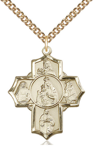 14kt Gold Our Lady of Mount Carmel 5-Way Medal