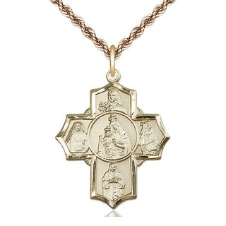 14kt Gold Our Lady of Mount Carmel 5-Way Medal