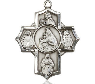 Sterling Silver Our Lady of Mount Carmel 5-Way Medal