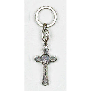 6-pack - Silver Tone Saint Benedict Cross Key Chain