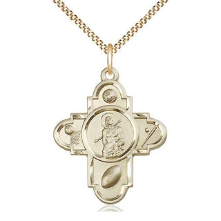14kt Gold Filled Sports 5-Way St Sebastian Medal Catholic Jewelry