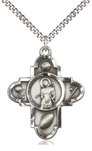 Pewter Sports 5-Way St Sebastian Medal Catholic Jewelry