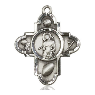 Sterling Silver Sports 5-Way St Sebastian Medal Catholic Jewelry