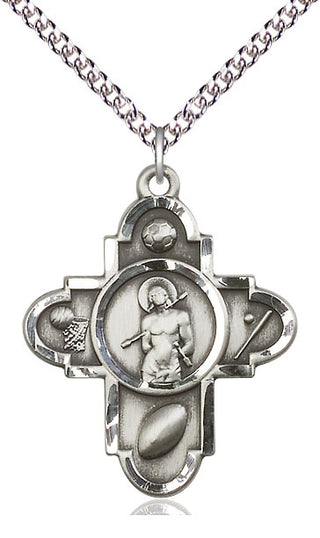 Sterling Silver Sports 5-Way St Sebastian Medal Catholic Jewelry