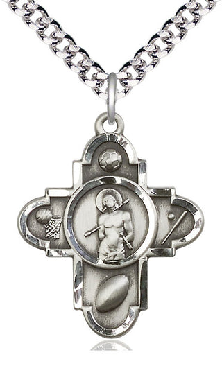 Sterling Silver Sports 5-Way St Sebastian Medal Catholic Jewelry