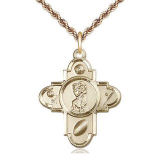 14kt Gold Filled Sports 5-Way St Christopher Medal Catholic Jewelry
