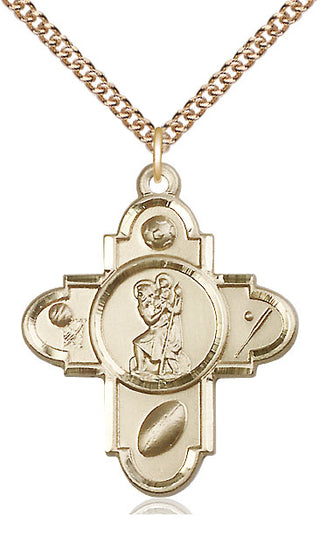 14kt Gold Sports 5-Way St Christopher Medal