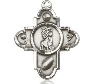 Sterling Silver Sports 5-Way St Christopher Medal Catholic Jewelry