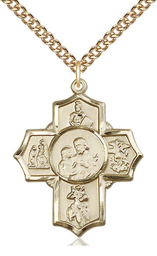 14kt Gold Filled 5-Way Firefighter Medal Catholic Jewelry