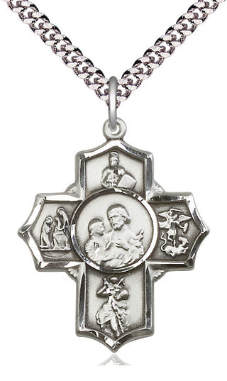 Sterling Silver 5-Way Firefighter Medal Catholic Jewelry
