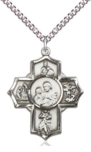 Sterling Silver 5-Way Firefighter Medal Catholic Jewelry