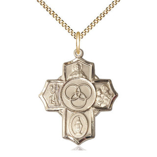 14kt Gold Filled Blended Family 5-Way Medal Catholic Jewelry