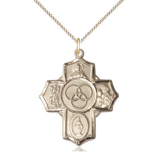 14kt Gold Filled Blended Family 5-Way Medal Catholic Jewelry