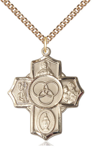 14kt Gold Filled Blended Family 5-Way Medal Catholic Jewelry