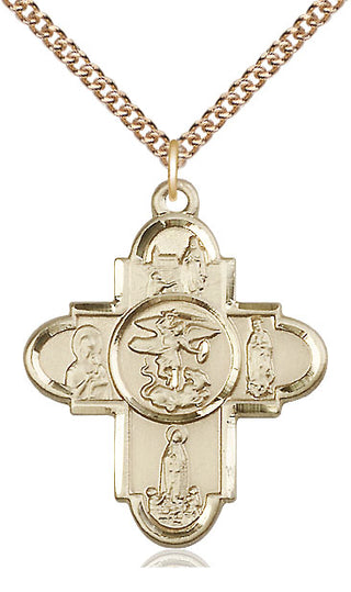 14kt Gold Filled Our Lady 5-Way Medal Catholic Jewelry