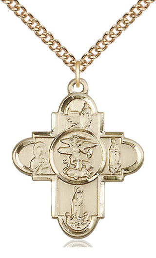 14kt Gold Our Lady 5-Way Medal