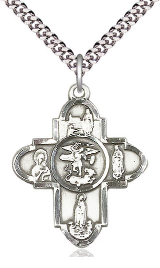 Sterling Silver Our Lady 5-Way Medal Catholic Jewelry