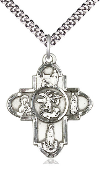 Sterling Silver Our Lady 5-Way Medal Catholic Jewelry