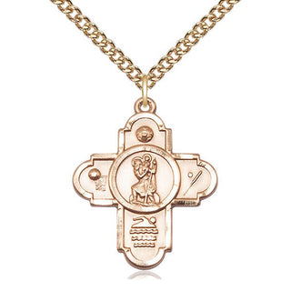 14kt Gold Filled 5-Way St Christopher Sports Medal Catholic Jewelry