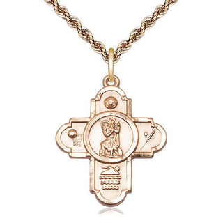 14kt Gold Filled 5-Way St Christopher Sports Medal Catholic Jewelry