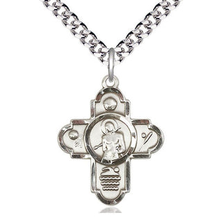 Sterling Silver 5-Way St Sebastian Sports Medal Catholic Jewelry