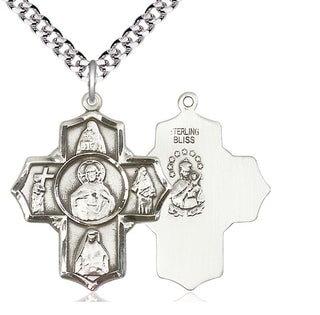Sterling Silver Scapular 5-Way Medal Catholic Jewelry
