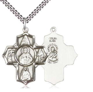 Sterling Silver Scapular 5-Way Medal Catholic Jewelry
