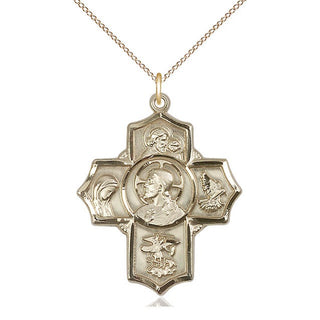 14kt Gold Filled Sacred Heart 5-Way Medal Catholic Jewelry