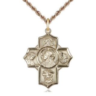 14kt Gold Filled Sacred Heart 5-Way Medal Catholic Jewelry