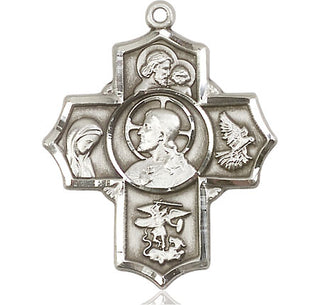 Sterling Silver Sacred Heart 5-Way Medal Catholic Jewelry
