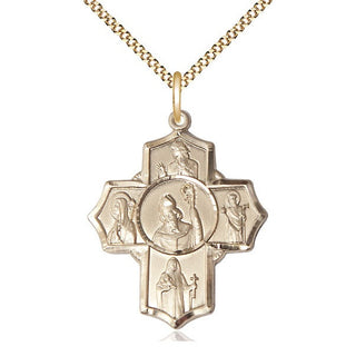14kt Gold Filled Irish 5-Way Medal Catholic Jewelry