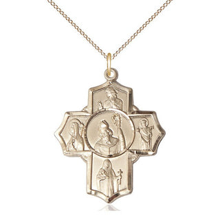 14kt Gold Filled Irish 5-Way Medal Catholic Jewelry