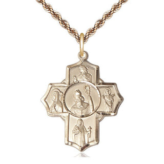 14kt Gold Filled Irish 5-Way Medal Catholic Jewelry