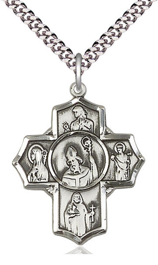 Sterling Silver Irish 5-Way Medal Catholic Jewelry