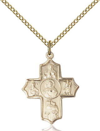 14kt Gold Filled Sacred Heart 5-Way Medal Catholic Jewelry