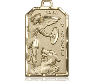 14kt Gold Filled Saint Michael the Archangel Medal Engraved Catholic Saint Jewelry